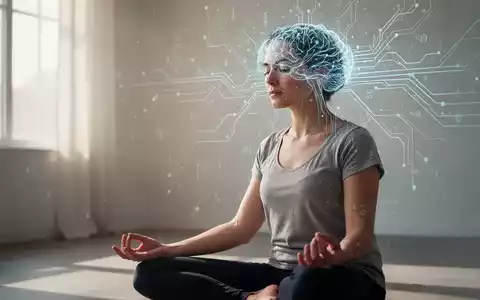 Eine Person meditiert in einer ruhigen Umgebung, während subtile digitale Elemente Gehirnaktivität und Technologie andeuten. - Foto: über boerse-global.de