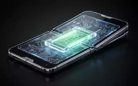 Nahaufnahme eines futuristischen, schlanken Falt-Smartphones mit leuchtenden Akkukomponenten durch eine durchsichtige Abdeckung. - Foto: über boerse-global.de