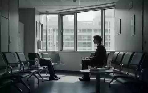 Eine nachdenkliche Person sitzt auf einer Bank in einem modernen Wartezimmer und blickt aus einem großen Fenster. - Foto: über boerse-global.de