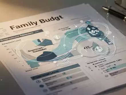 Eine Familie mit Kind betrachtet Unterlagen, die eine Finanzplanung und Elterngeldreform symbolisieren. - Foto: über boerse-global.de