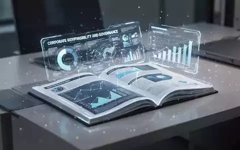 Ein leuchtender, digitaler Bericht mit Datenvisualisierungen und Diagrammen, der auf einem modernen Schreibtisch liegt und unternehmerische Verantwortung darstellt. - Foto: über boerse-global.de