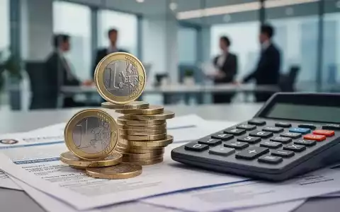 Ein Stapel deutscher Euro-Münzen neben einem Rechner und offiziellen Dokumenten, die finanzielle Berechnungen und politische Änderungen symbolisieren. - Foto: über boerse-global.de