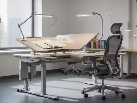 Ein moderner, ergonomisch gestalteter Studentenarbeitsplatz mit höhenverstellbarem Schreibtisch, ergonomischem Stuhl und flexibler Beleuchtung. - Foto: über boerse-global.de