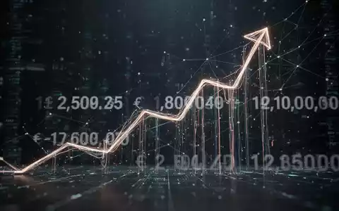 Abstrakte Darstellung von digitalem Wachstum und hohen Finanzzahlen, mit aufsteigenden Linien und einem Datennnetzwerk. - Foto: über boerse-global.de