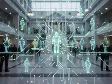 Leuchtendes neuronales Netzwerk über einem modernen Regierungsgebäude, symbolisiert KI-Integration und digitale Transformation im öffentlichen Dienst. - Foto: über boerse-global.de