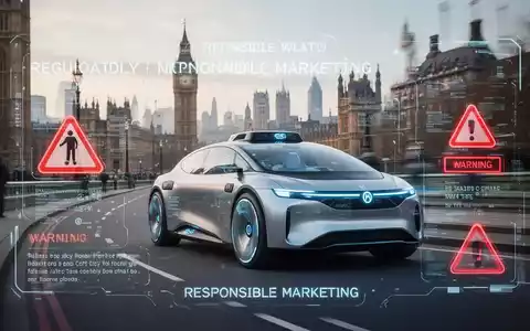 Autonomes Fahrzeug auf britischer Straße mit digitalen Elementen zu Regulierungs- und Marketingbeschränkungen. - Foto: über boerse-global.de