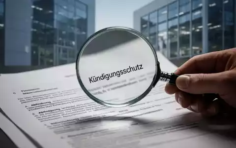 Eine Hand hält eine Lupe über ein juristisches Dokument, das sich auf Abfindungen und Kündigungsschutz konzentriert. - Foto: über boerse-global.de