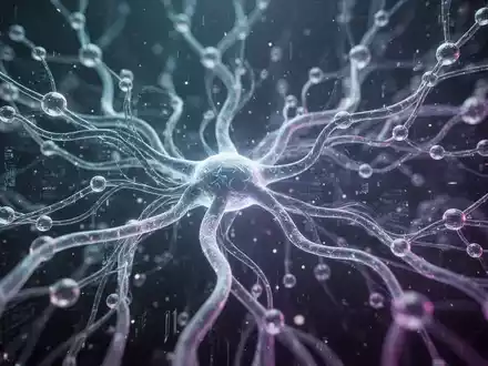 Abstraktes, leuchtendes neuronales Netzwerk für KI-Speicher und Datenverarbeitung mit verbundenen Knoten und leuchtenden Pfaden. - Foto: über boerse-global.de