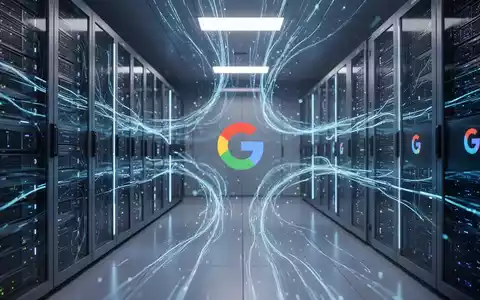 Stilisierter Serverraum mit leuchtend blauen Datenströmen, symbolisiert KI-Verarbeitung und Datenfluss. - Foto: über boerse-global.de
