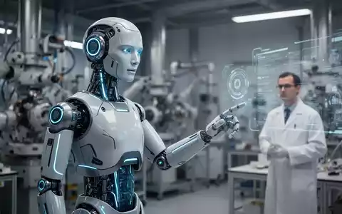 Schlanker, moderner humanoider Roboter mit blauen Akzenten in einem Hightech-Labor. - Foto: über boerse-global.de