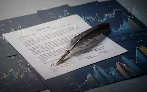 Ein stilisiertes Bild von juristischen Dokumenten, die sich mit abstrakten Finanzdiagrammen überschneiden. Eine Feder liegt auf einem Dokument. - Foto: über boerse-global.de