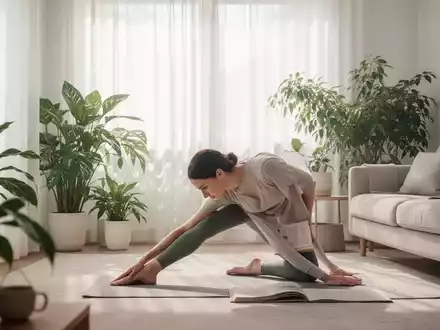 Ein minimalistisches Wohnzimmer mit viel Tageslicht, Pflanzen und einer Person, die entspannt barfuß läuft. - Foto: über boerse-global.de