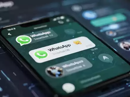 Nahaufnahme eines Smartphone-Bildschirms mit WhatsApp-Benachrichtigung, unscharfer Hintergrund deutet auf digitale Aktivität hin. - Foto: über boerse-global.de
