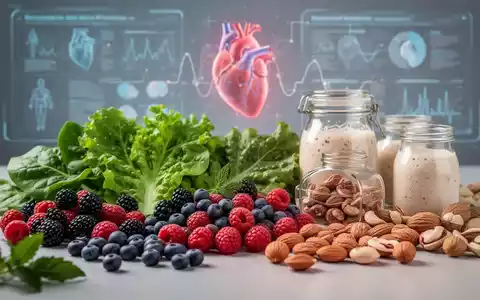 Nahaufnahme einer Auswahl an darmfreundlichen Lebensmitteln wie Beeren, grünem Blattgemüse und Joghurt, mit einer angedeuteten Herzgrafik im Hintergrund. - Foto: über boerse-global.de
