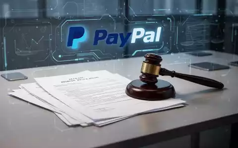 Rechtsdokumente und ein Hammer auf einem Schreibtisch, mit dezentem PayPal-Logo im Hintergrund, symbolisiert Streitbeilegung. - Foto: über boerse-global.de
