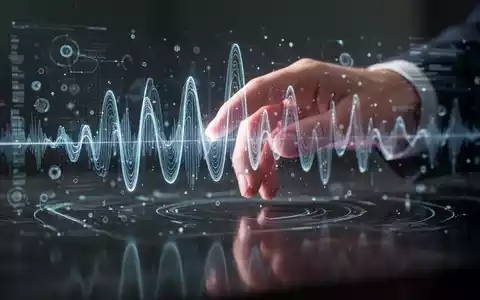 Eine Hand interagiert mit einem holografischen Audiowellen-Display, das Soundbearbeitung und digitale Medientechnologie symbolisiert. - Foto: über boerse-global.de