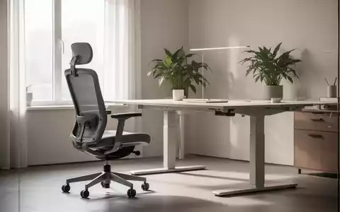 Ein modernes Büro mit einem ergonomischen Bürostuhl und einem höhenverstellbaren Schreibtisch, beleuchtet von natürlichem Licht. - Foto: über boerse-global.de