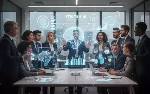 Eine Gruppe von Fachleuten, die in einem modernen Büro um eine holografische Schnittstelle herum zusammenarbeiten, die KI-Daten visualisiert. - Foto: über boerse-global.de