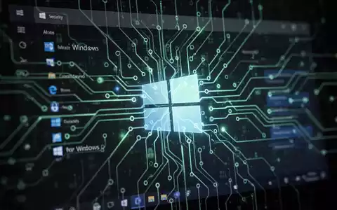 Leuchtendes neuronales Netzwerk überlagert Windows-Oberfläche, symbolisiert KI in der Cybersicherheit. - Foto: über boerse-global.de