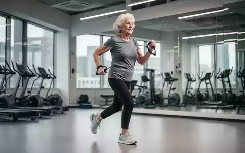 Eine ältere Frau macht eine kurze, intensive Übung in einem modernen Fitnessstudio, die Vitalität und Bewegung zeigt. - Foto: über boerse-global.de