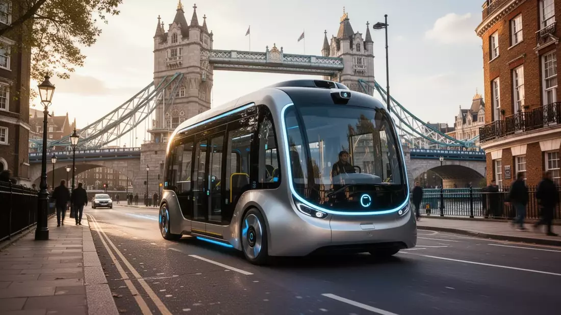 Londons erster fahrerloser Bus: Testfahrt auf historischer Brücke