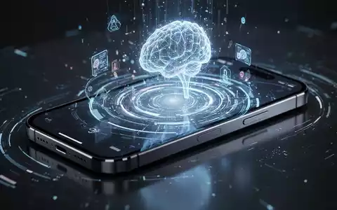 Nahaufnahme eines modernen iPhones mit leuchtender KI- und Datenstrom-Oberfläche. - Foto: über boerse-global.de
