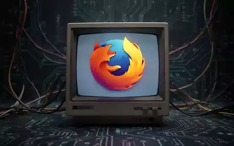 Vintage Computermonitor mit Firefox-Logo, dahinter leuchtende Leiterplattenmuster. - Foto: über boerse-global.de