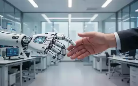 Eine menschliche Hand berührt sanft die metallischen Finger einer humanoiden Roboterhand, symbolisiert Zusammenarbeit und technologischen Fortschritt. - Foto: über boerse-global.de