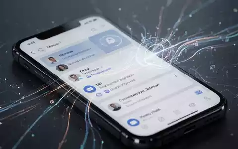 Nahaufnahme eines Smartphone-Bildschirms mit moderner E-Mail-App, KI-Funktionen und intelligenten Suchergebnissen. - Foto: über boerse-global.de