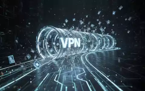 Ein stilisierter, leuchtender VPN-Tunnel, aus dem Datenpakete entweichen, symbolisiert Datenlecks und Sicherheitsrisiken. - Foto: über boerse-global.de