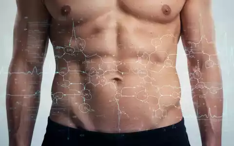 Nahaufnahme des Bauches eines Menschen mit einem abstrakten Overlay, das Stoffwechselwege darstellt. Fokus auf Gesundheit und Ernährung. - Foto: über boerse-global.de
