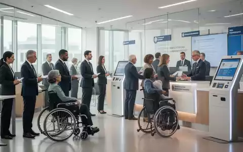 Menschen mit und ohne Behinderung in einem modernen, hellen Regierungsbüro, das Effizienz und Zugänglichkeit symbolisiert. - Foto: über boerse-global.de