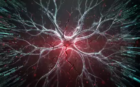 Leuchtendes, rissiges neuronales Netzwerk, das KI-Schwachstellen und Cyber-Bedrohungen symbolisiert, mit abstrakten Datenströmen im Hintergrund. - Foto: über boerse-global.de
