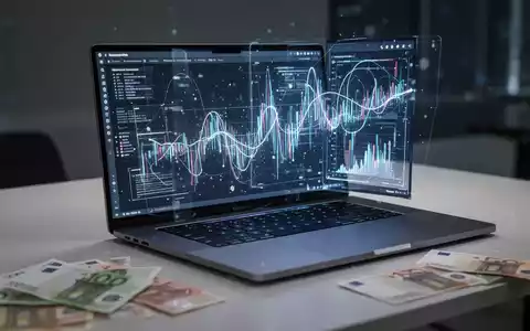 Hochwertiger Laptop auf Schreibtisch mit leuchtendem Bildschirm, Euro-Scheine im Vordergrund deuten auf hohe Kosten hin. - Foto: über boerse-global.de