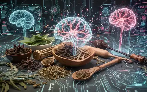 Traditionelle chinesische Medizin (TCM) trifft auf digitale Technologie: Kräuter und Instrumente verknüpft mit KI-Elementen. - Foto: über boerse-global.de