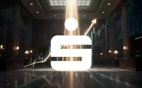 Abstrakte Darstellung von finanziellem Wachstum mit einem aufwärts gerichteten Lichtstrahl in einer Bankhalle, der Gewinnerwartungen symbolisiert. - Foto: über boerse-global.de