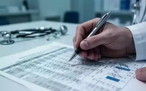 Eine Hand hält einen Stift über einem Finanzdokument mit Zahlen und Diagrammen, das Kürzungen im Gesundheitswesen symbolisiert. - Foto: über boerse-global.de