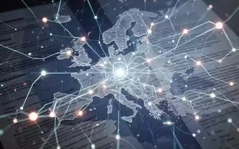 Abstrakte Darstellung digitaler Compliance mit leuchtenden Datenlinien, EU-Kartenumriss und rechtlichen Texturen, symbolisiert Cybersicherheit und KI-Regulierung. - Foto: über boerse-global.de