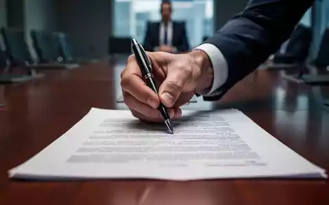 Eine Nahaufnahme einer Hand, die einen Stift über ein Dokument in einem angespannten Unternehmenssitzungssaal hält. - Foto: über boerse-global.de