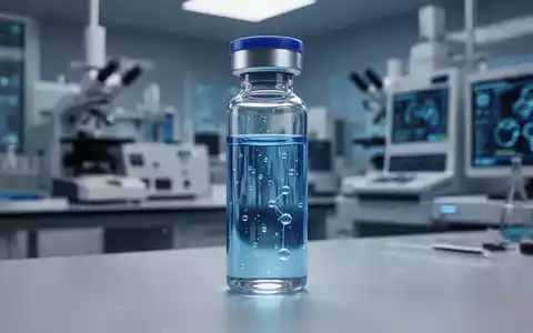 Nahaufnahme eines Blutprobenröhrchens mit blauer Flüssigkeit in einem hochmodernen Labor, das fortgeschrittene Diagnostik und Medizintechnik symbolisiert. - Foto: über boerse-global.de