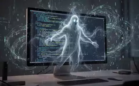 Ein digitaler Geist, der durch einen Computerbildschirm schwebt, symbolisiert einen versteckten Prompt-Injection-Angriff auf KI-Entwicklungswerkzeuge. - Foto: über boerse-global.de