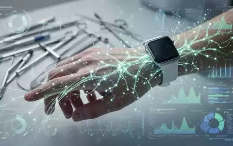 Eine futuristische, leuchtende KI-Schnittstelle überlagert eine menschliche Hand, die die Integration von Technologie und Gesundheit symbolisiert. - Foto: über boerse-global.de