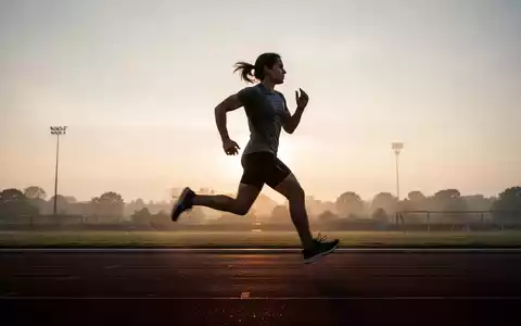 Eine Person läuft im Morgengrauen auf einer Laufbahn, die Silhouette hebt sich vor einem weichen, warmen Himmel ab. - Foto: über boerse-global.de