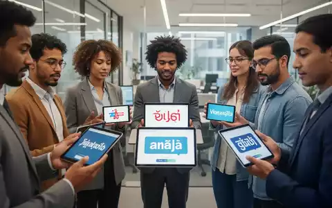 Eine vielfältige Gruppe von Menschen interagiert digital, symbolisiert mehrsprachige Online-Dienste im Gesundheitswesen. - Foto: über boerse-global.de