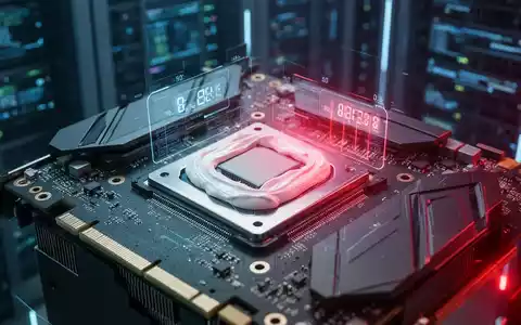 Nahaufnahme einer Hochleistungs-GPU mit Wärmeleitpaste auf dem Die, die einen Hitzepunkt zeigt. Verschwommenes Rechenzentrum im Hintergrund. - Foto: über boerse-global.de