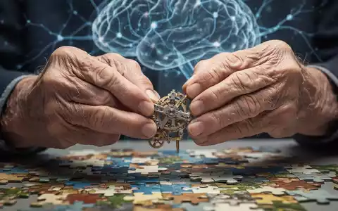 Nahaufnahme der Hände einer älteren Person, die ein komplexes Puzzle zusammensetzt, mit angedeuteten neuronalen Verbindungen im Hintergrund. - Foto: über boerse-global.de