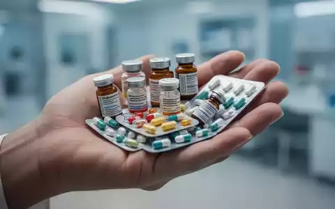Eine Hand hĂ€lt eine Auswahl an Medikamentenflaschen und Blisterpackungen, die Bluthochdruckmedikamente symbolisieren. - Foto: ĂŒber boerse-global.de