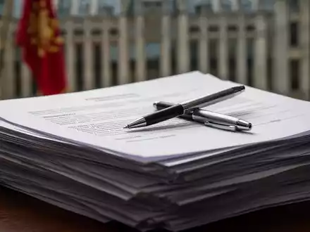 Nahaufnahme eines Stapels juristischer Dokumente oder Verträge mit einem Stift, der auf ihnen ruht, mit einem unscharfen Hintergrund. - Foto: über boerse-global.de