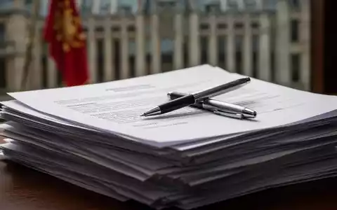 Nahaufnahme eines Stapels juristischer Dokumente oder Verträge mit einem Stift, der auf ihnen ruht, mit einem unscharfen Hintergrund. - Foto: über boerse-global.de