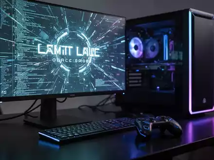 Moderner PC-Setup mit leuchtendem Monitor, der abstrakten Code zeigt, daneben ein High-Tech-Gamecontroller. - Foto: über boerse-global.de